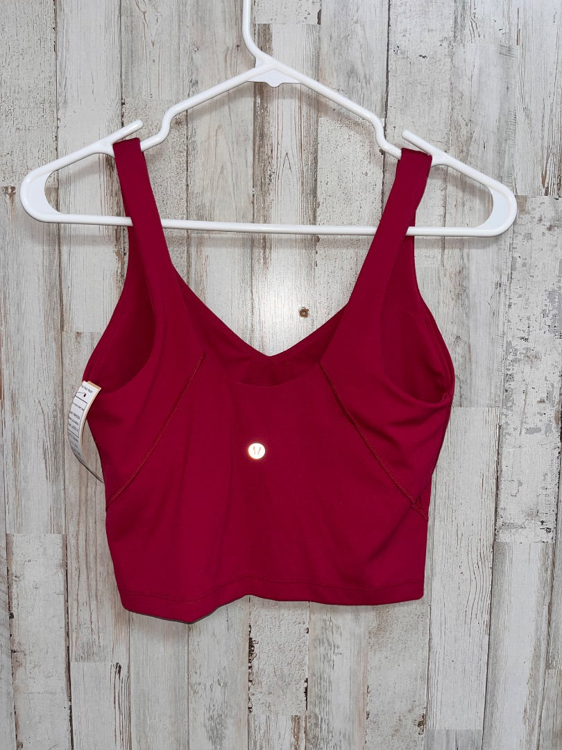 MAROON LULULEMON SZ 6 V NECK CROP TANK, LADIES M