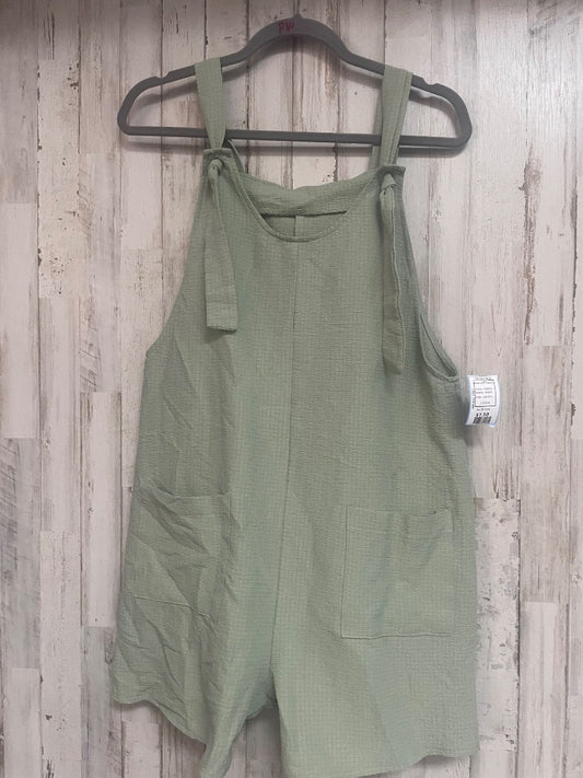 GREEN SHEIN TEXTURED POCKET OVERALLS, LADIES L