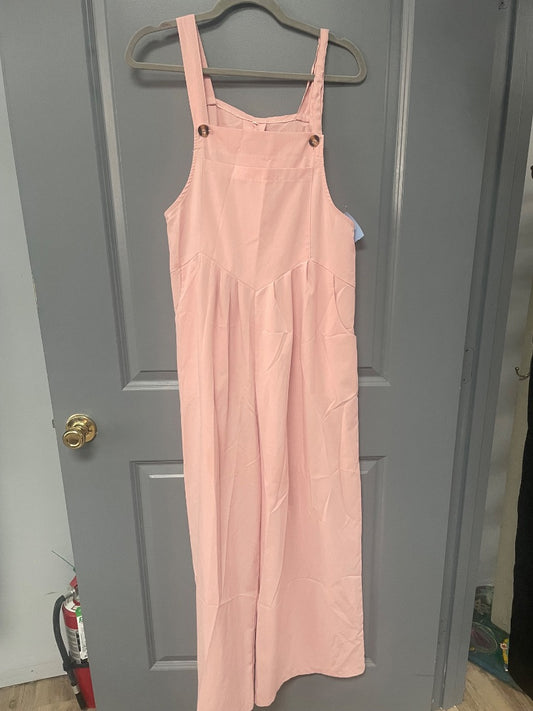LIGHT PINK SHEIN BUTTON OVERALLS, LADIES L