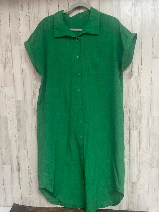 KELLY GREEN SHEIN BUTTON UP DRESS, LADIES L