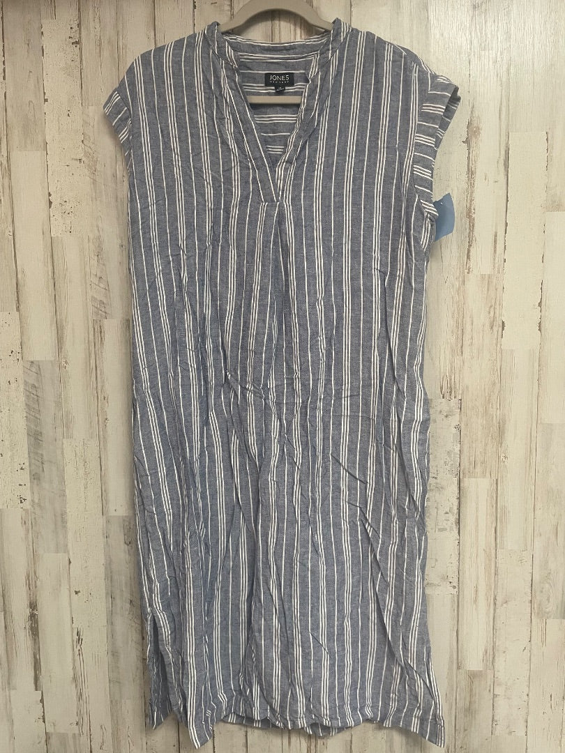 CHAMBRAY JONES NY STRIPE LINEN DRESS SZ 10, LADIES L