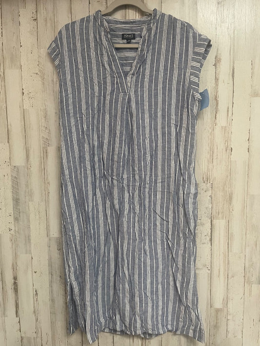 CHAMBRAY JONES NY STRIPE LINEN DRESS SZ 10, LADIES L