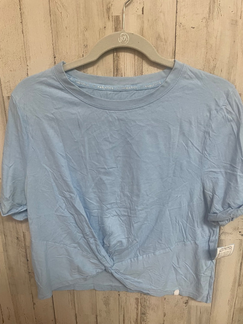 LIGHT BLUE FABLETICS TWIST CROP TEE, LADIES L