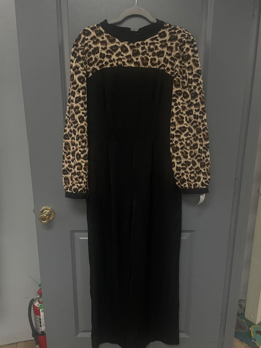 BLACK SHEIN CHEETAH SLEEVE JUMPSUIT, LADIES XL