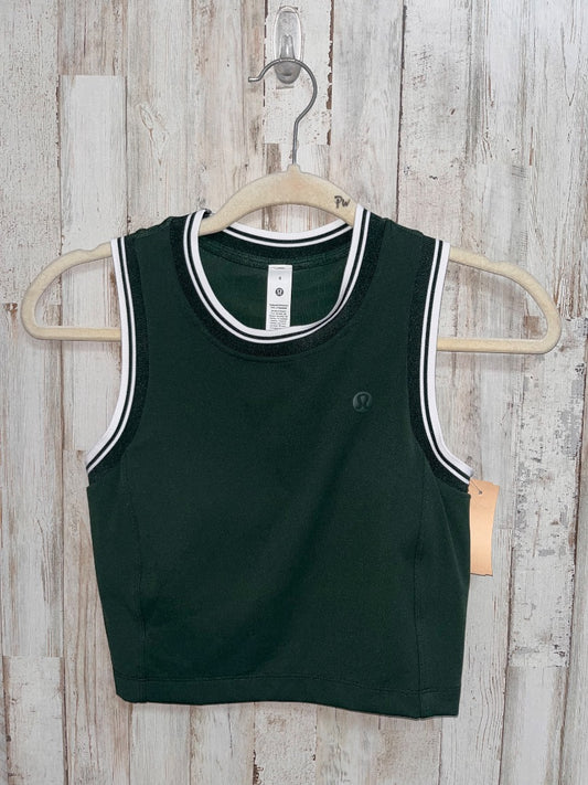 HUNTER GREEN LULULEMON SZ 6 STRIPE TRIM CROP TANK, LADIES M