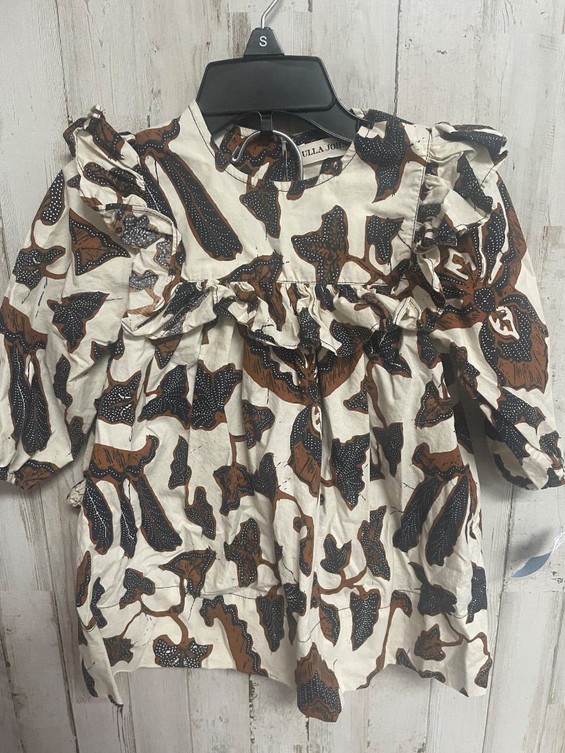 TAN/BROWN ULLA JOHNSON FLORAL PRINT DRESS/BLOOMS, GIRL 12M