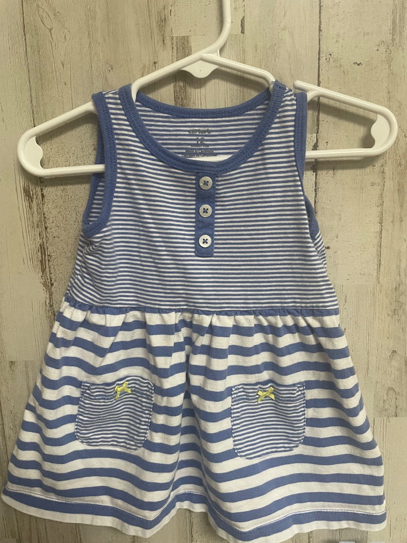 BLUE CARTERS STRIPE COTTON DRESS, GIRL 12M