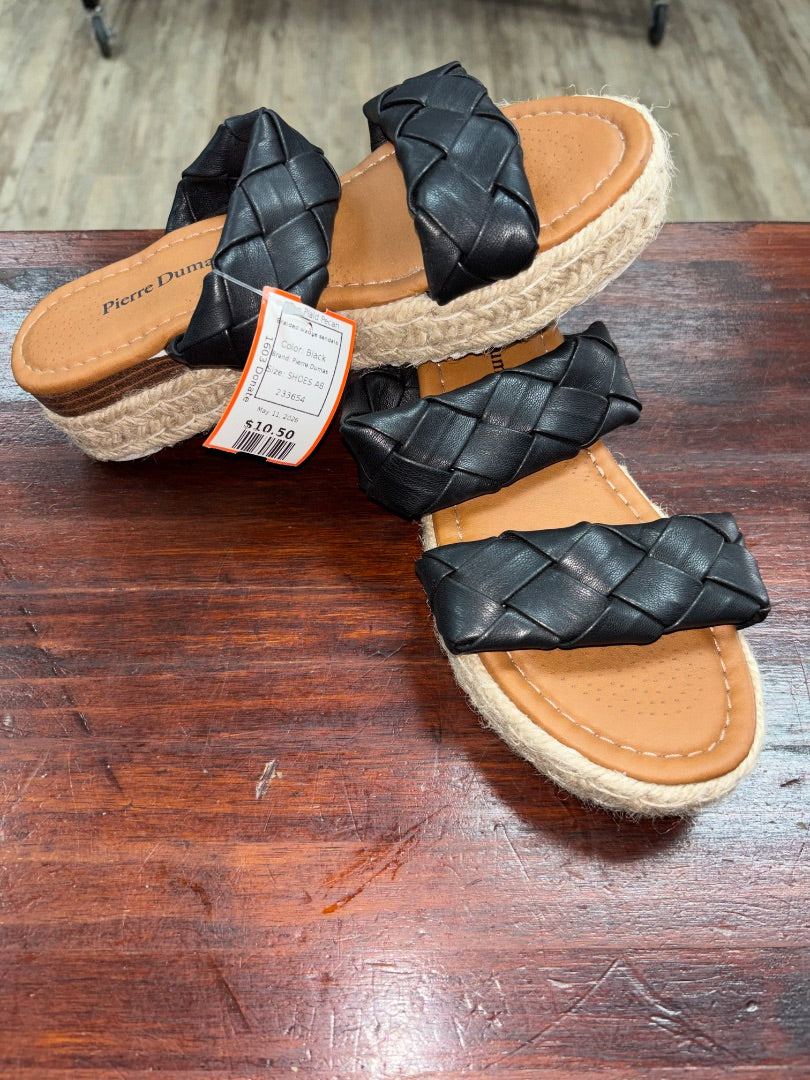 Black Pierre Dumas Braided wedge sandals, SHOES A8