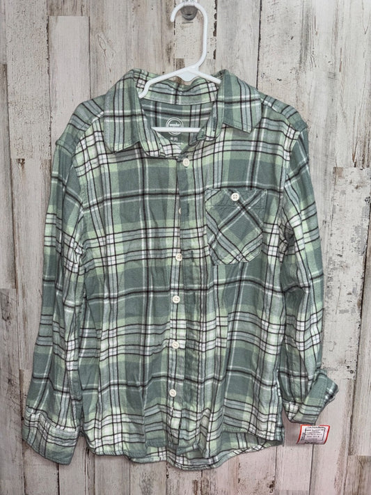 Green Wonder Nation Plaid button up, Girl 8