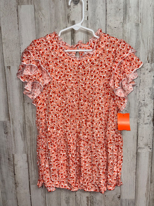 Orange Mint Girls Floral tier top, Girl 10/12