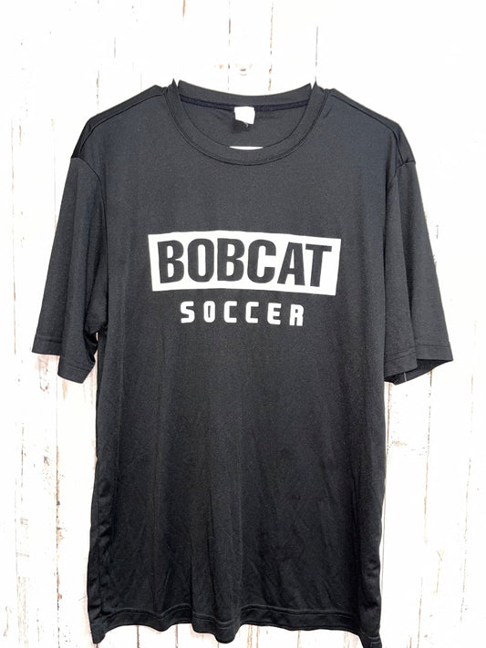 BLACK SPORT-TEK BOBCAT SOCCER DRY FIT TEE, LADIES M