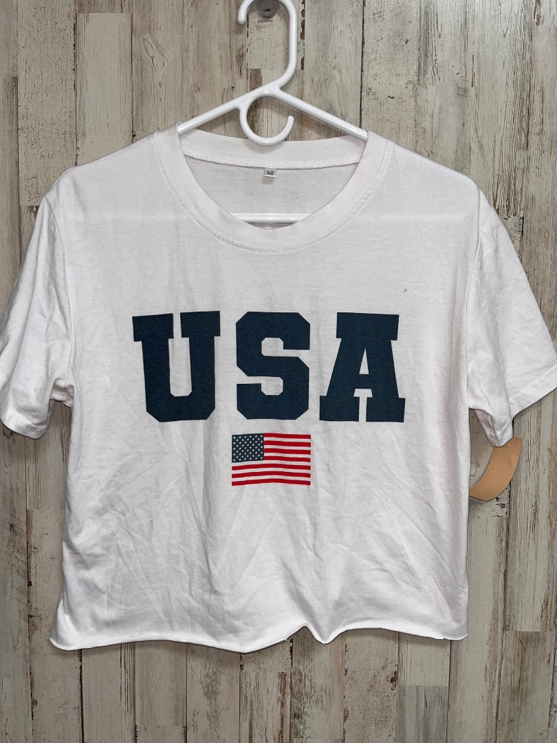WHITE  USA TEE, LADIES M