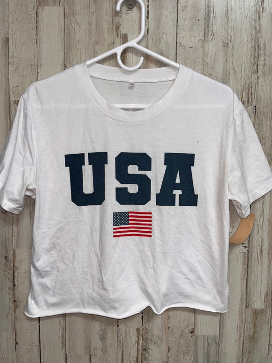 WHITE  USA TEE, LADIES M