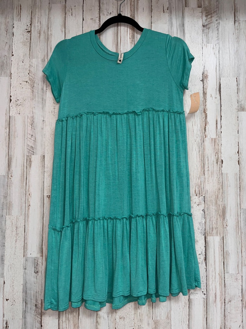 TEAL POMELO TIER COTTON DRESS, LADIES M
