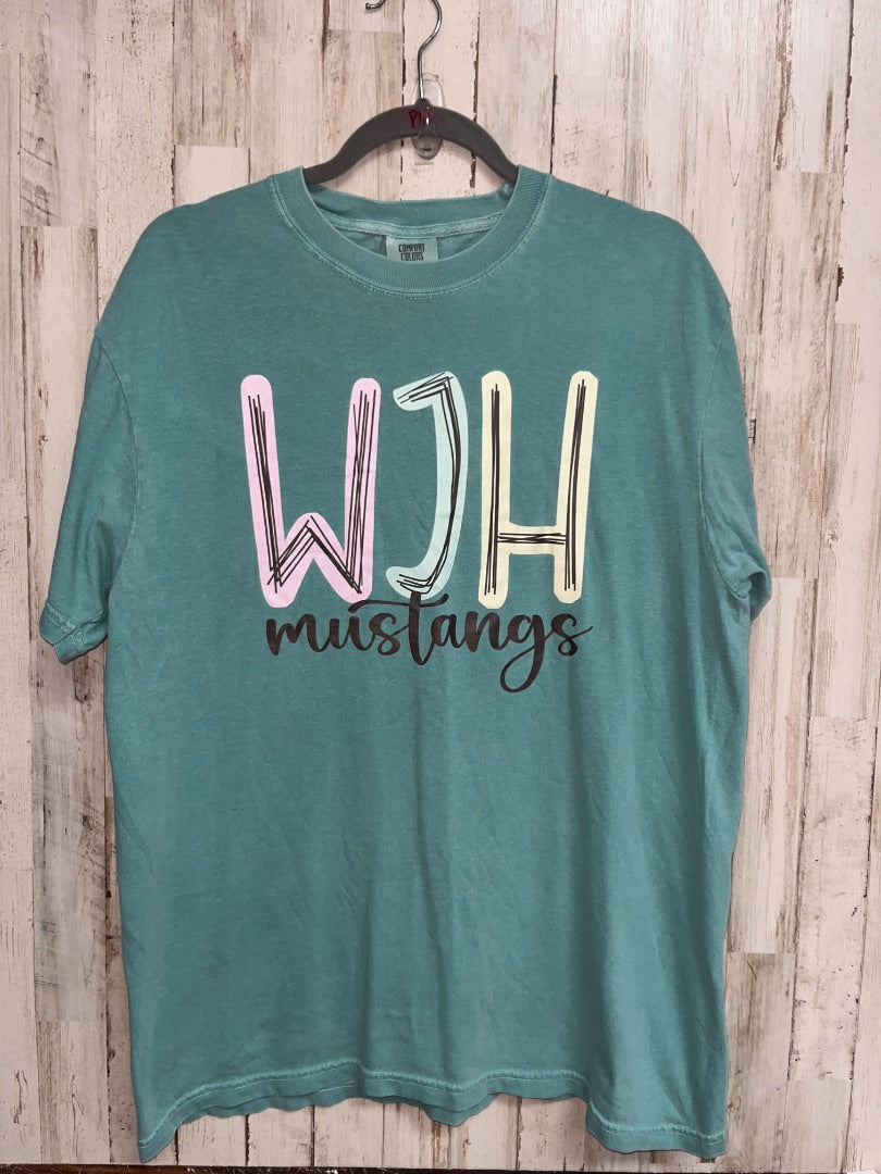 TEAL COMFORT COLORS WJH MUSTANGS TEE, LADIES L