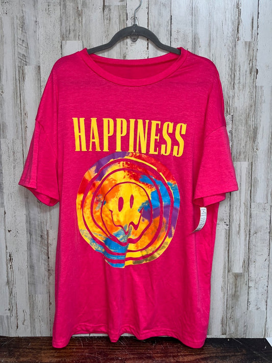 PINK SHEIN HAPPINESS SMILEY TEE, LADIES L