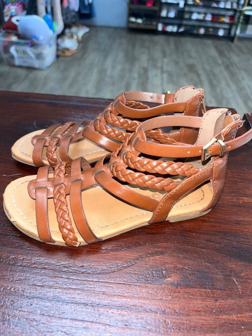 BROWN UNR8TED BRAIDED STRAP SANDALS, SHOES 12