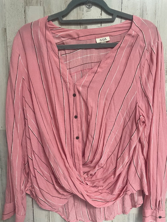 Pink Ana Striped long sleeve, Ladies L