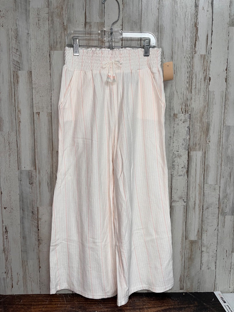 IVORY/PINK HAUTE HIPPIE NEW STRIPE LINEN PANTS, GIRL 7/8