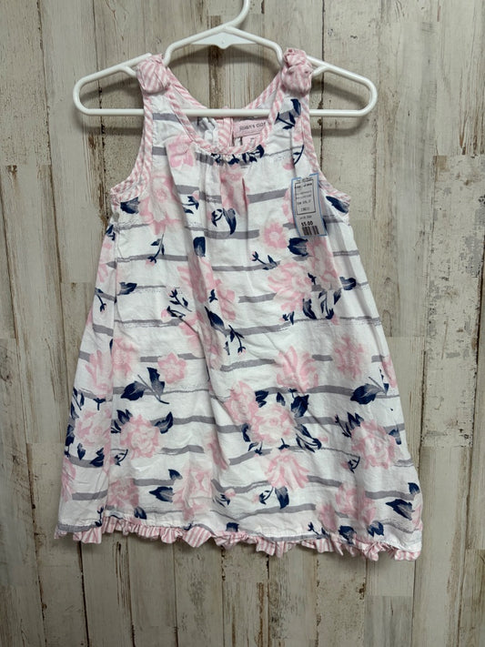 LIGHT PINK/WHITE JILLIANS CLOSET FLORAL TANK DRESS, GIRL 3T