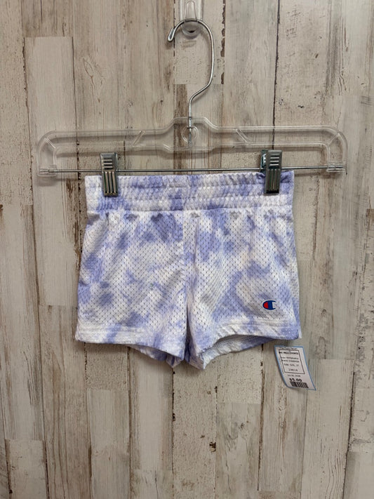 WHITE/PURPLE CHAMPION DYE MESH SHORTS, GIRL 3T