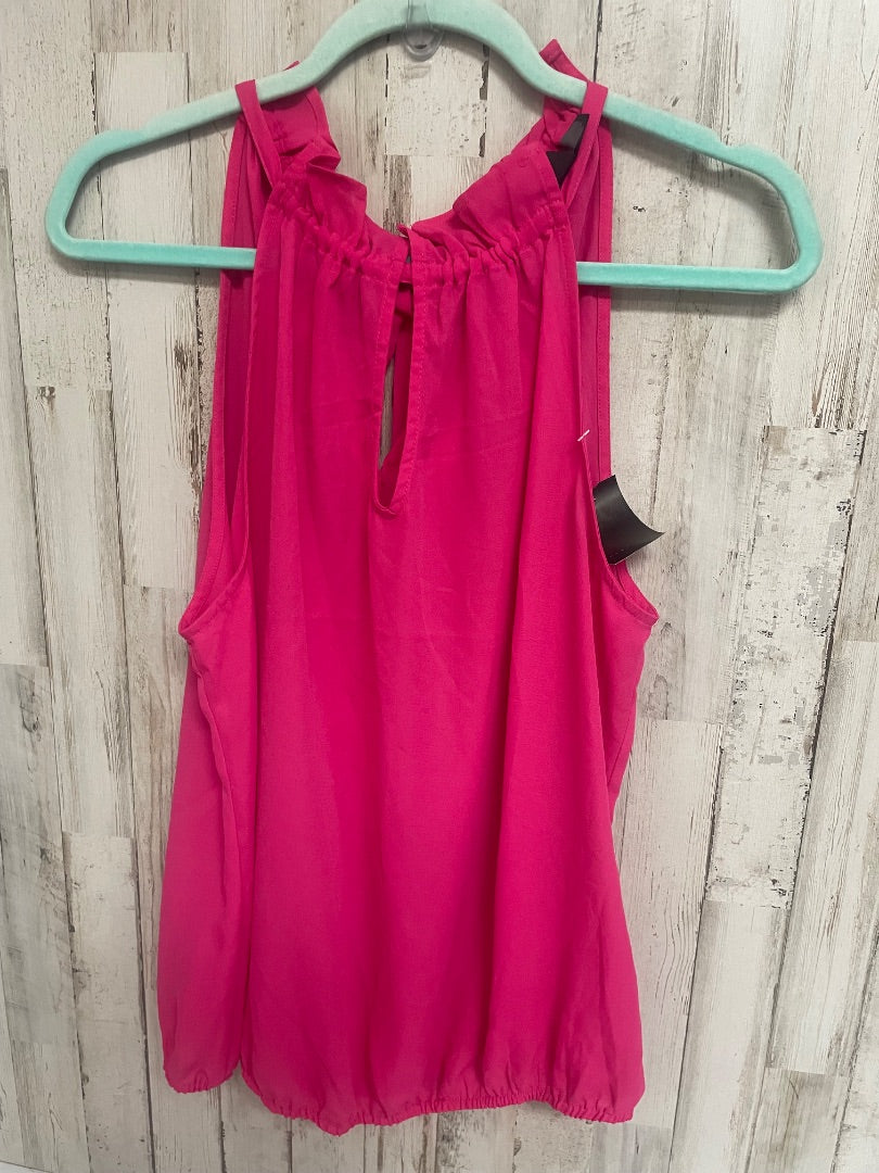 PINK NY&CO SHEER RUFFLE TIE TANK, LADIES L
