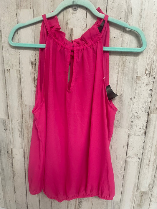 PINK NY&CO SHEER RUFFLE TIE TANK, LADIES L