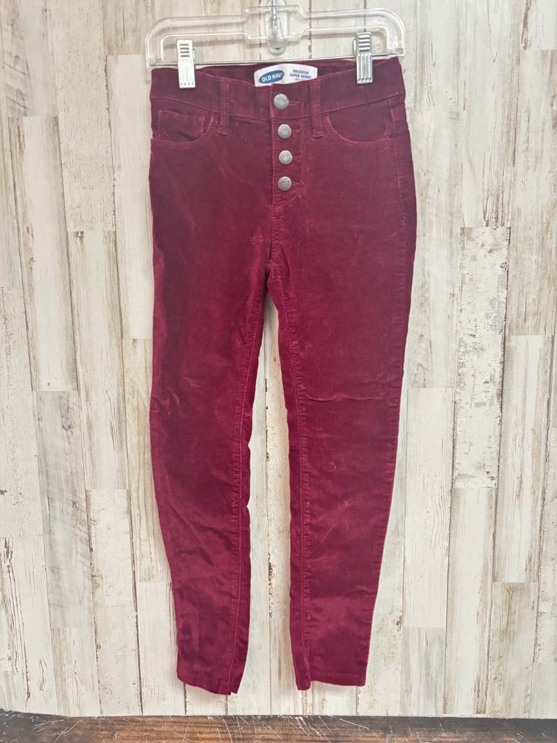 maroon old navy button skinnies, Girl 7
