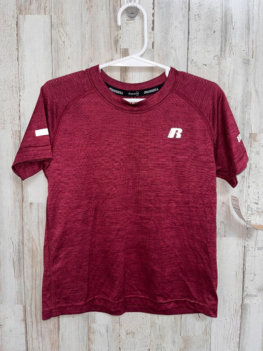 MAROON RUSSELL DRY FIT TEE, BOY 4/5