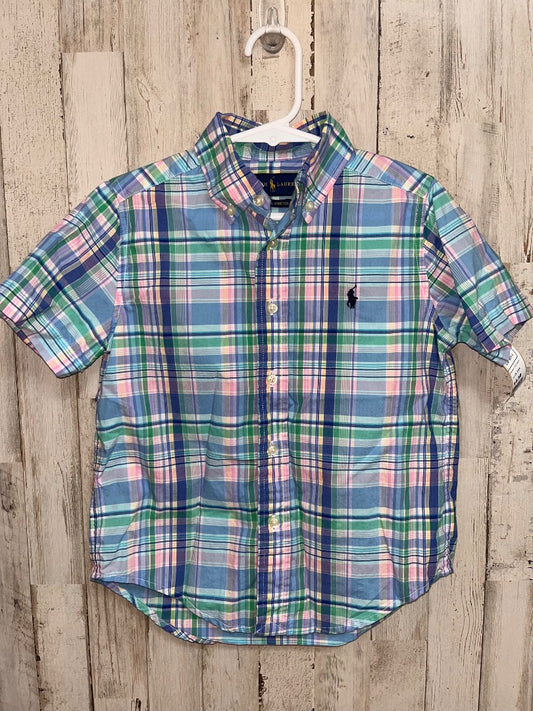 BLUE/PINK RALPH LAUREN PLAID BUTTON UP, BOY 4