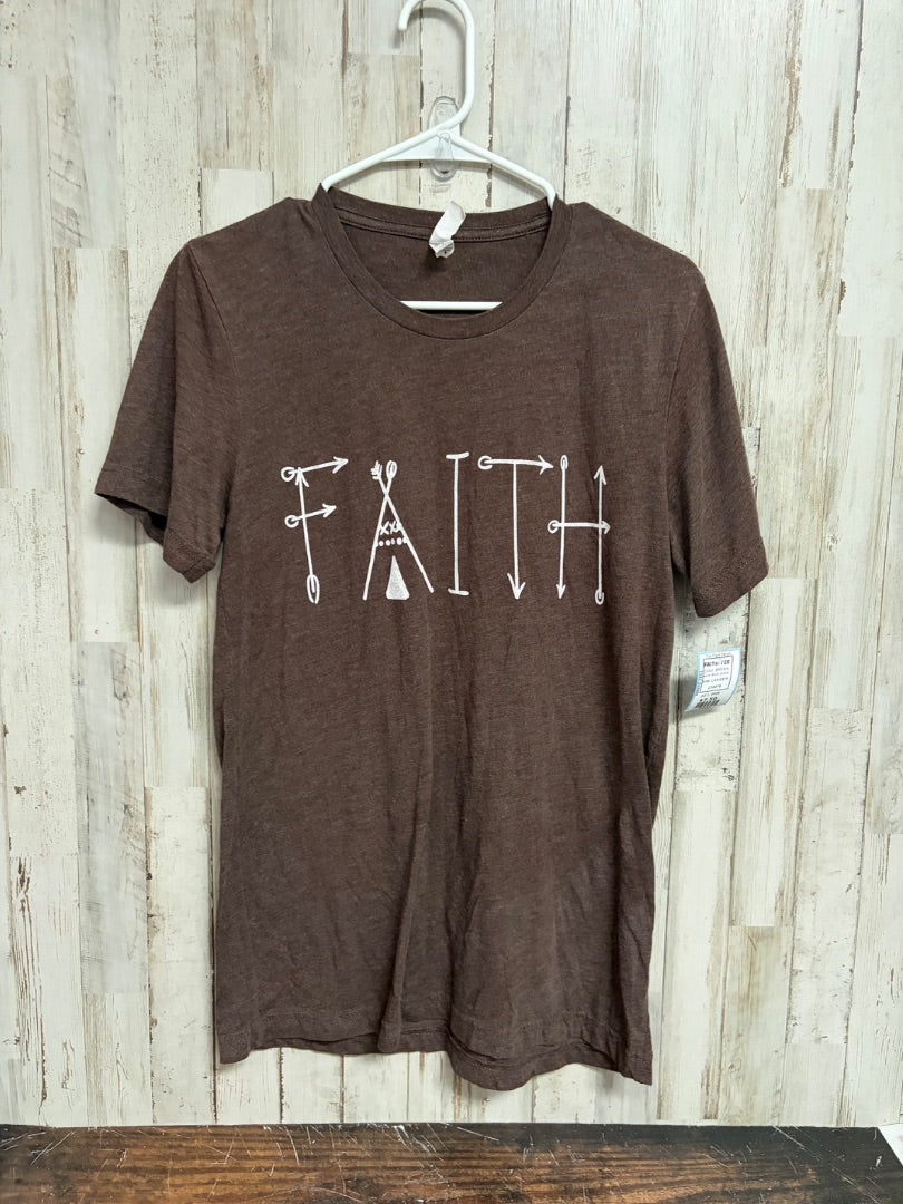 BROWN BELLA CANVAS FAITH TEE, LADIES M