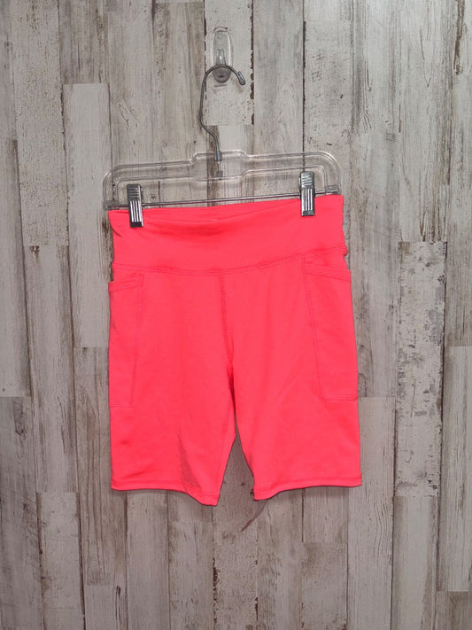 NEON CORAL ATHLETIC WORKS BIKER SHORTS, GIRLS 7/8