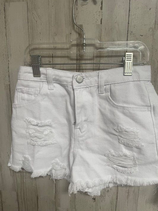 WHITE  DISTRESS SHORTS, GIRLS 10/11