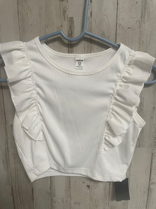WHITE SHEIN RUFFLE TANK, GIRLS 10