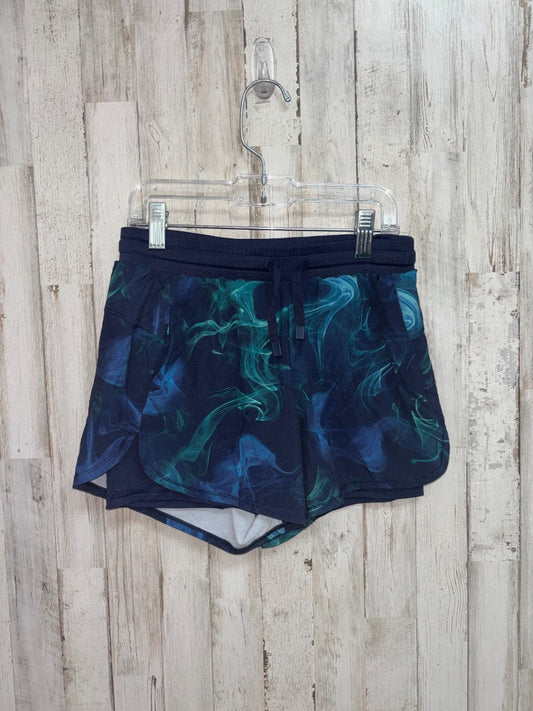 NAVY ALL IN MOTION PATTERN SHORTS, GIRLS 10/12