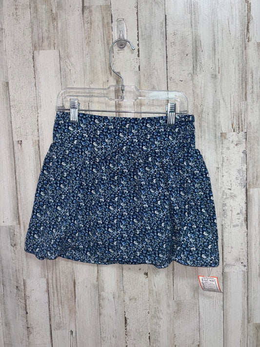 NAVY SPEECHLESS FLORAL SKIRT, GIRLS 10