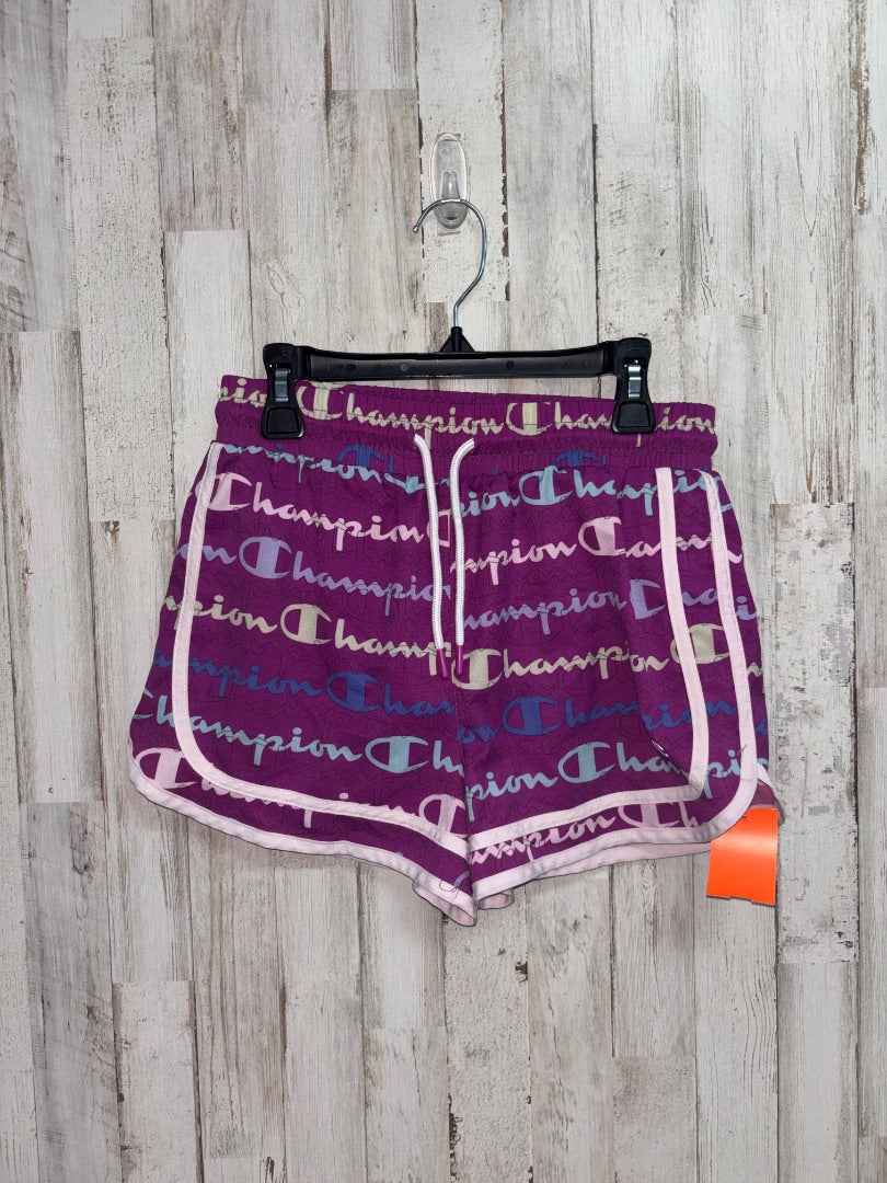 PURPLE CHAMPION LOGO SHORTS, GIRLS 14/16