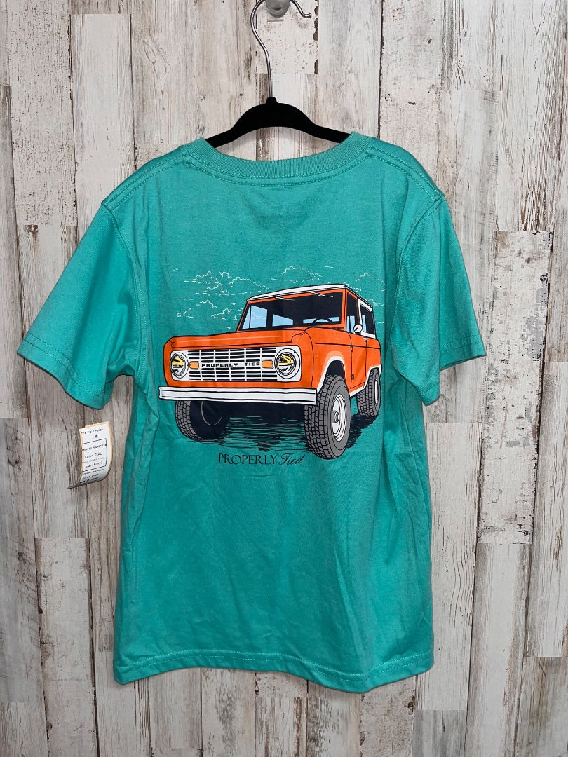 TEAL PROPERLY TIED BRONCO POCKET TEE, BOY 7