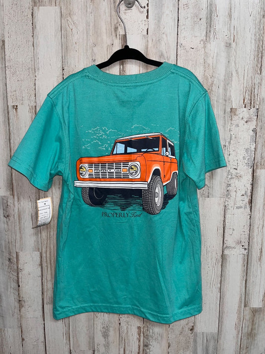 TEAL PROPERLY TIED BRONCO POCKET TEE, BOY 7