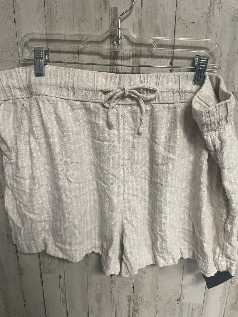 TAN TIME AND TRU STRIPE LINEN SHORTS, LADIES 3X