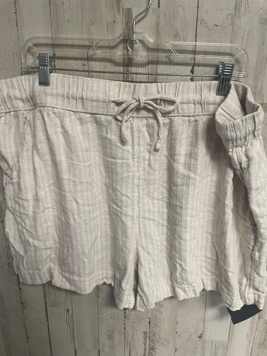 TAN TIME AND TRU STRIPE LINEN SHORTS, LADIES 3X