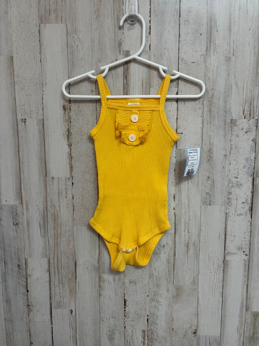 YELLOW  RIBBED ONESIE, GIRLS 9/12M