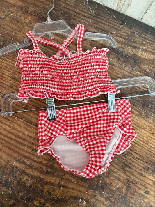 RED CAT & JACK PLAID 2PC SWIM, GIRLS 12M