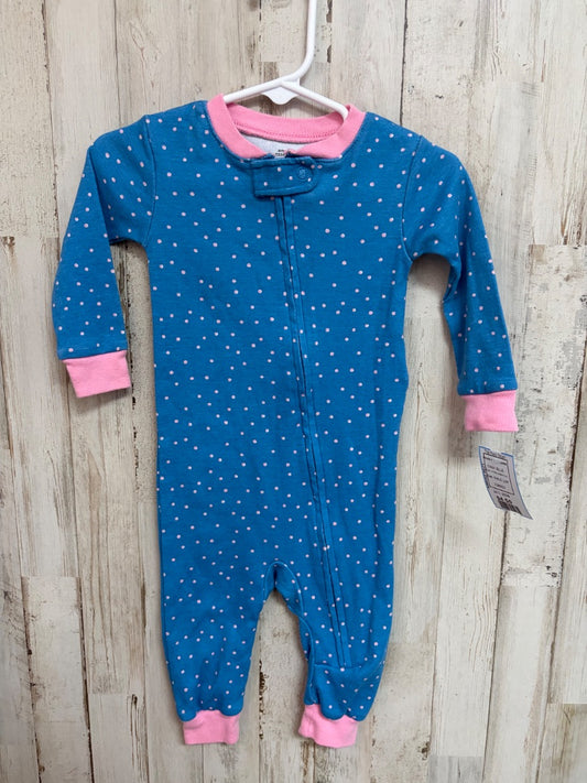 BLUE AMAZON ESSENTIALS POLKA DOT SLEEPER, GIRLS 12M