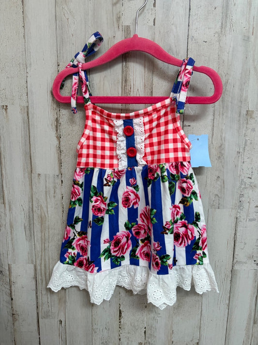 RED/BLUE BOUTIQUE FLORAL STRIPE TOP, GIRLS 2T