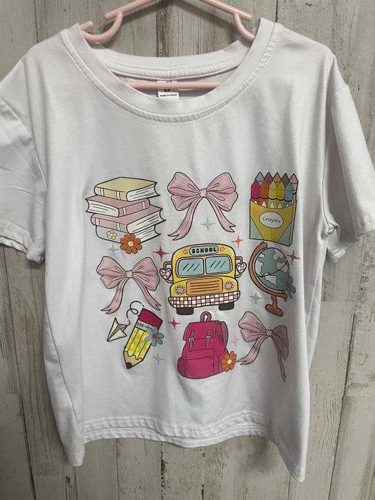 WHITE SHEIN SCHOOL PRINT TEE, GIRLS 6