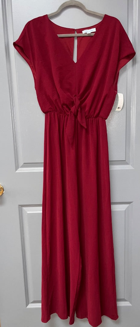 MAROON SHE + SKY OPEN BACK JUMPSUIT, LADIES L