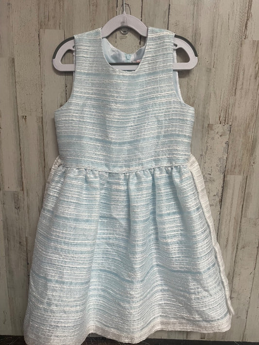 BLUE WONDER NATION STRIPE CHURCH DRESS, GIRLS 8