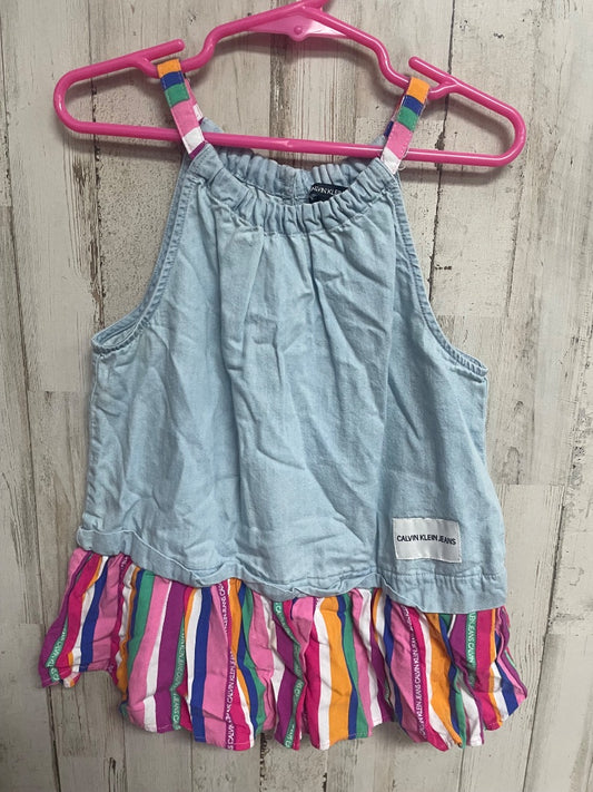 DENIM/PINK CALVIN KLEIN PEPLUM TANK, GIRLS 7