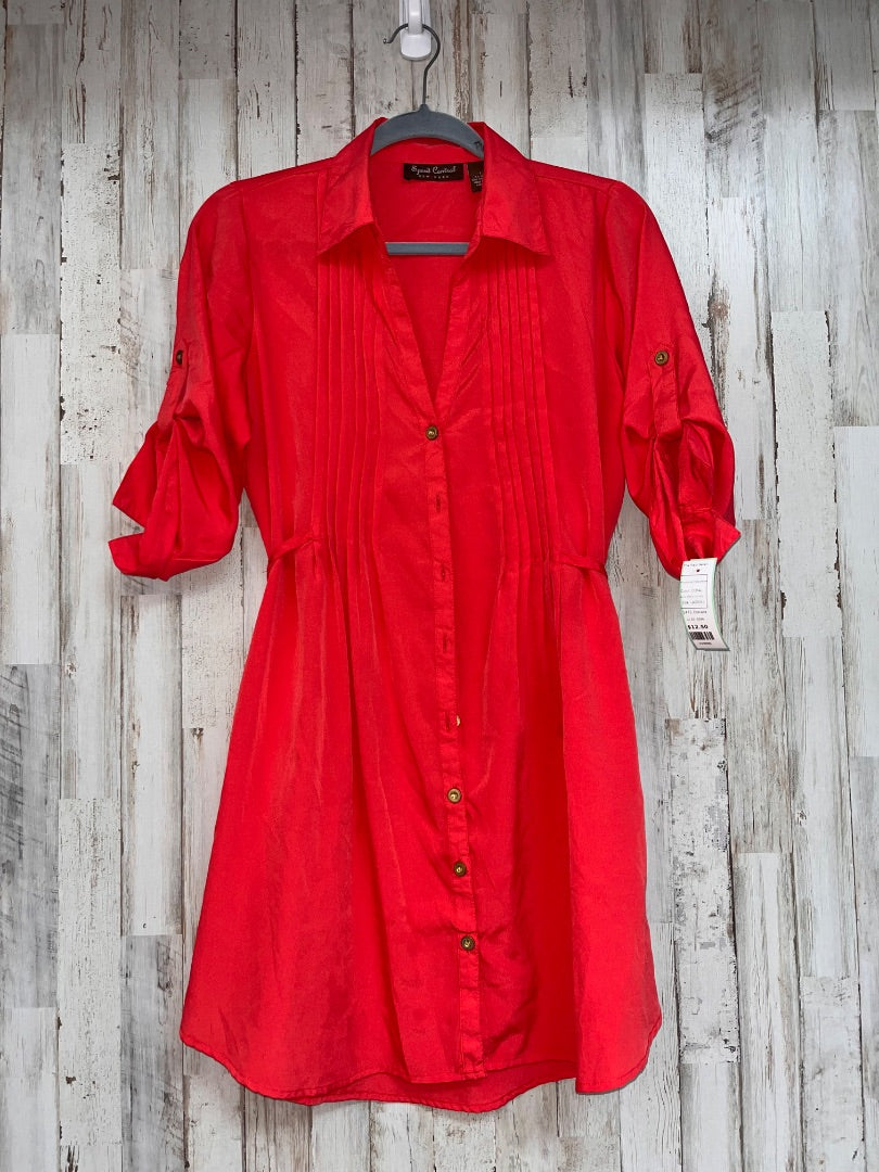 CORAL SPEED  CONTROL PLEATED BUTTON DRESS, LADIES L
